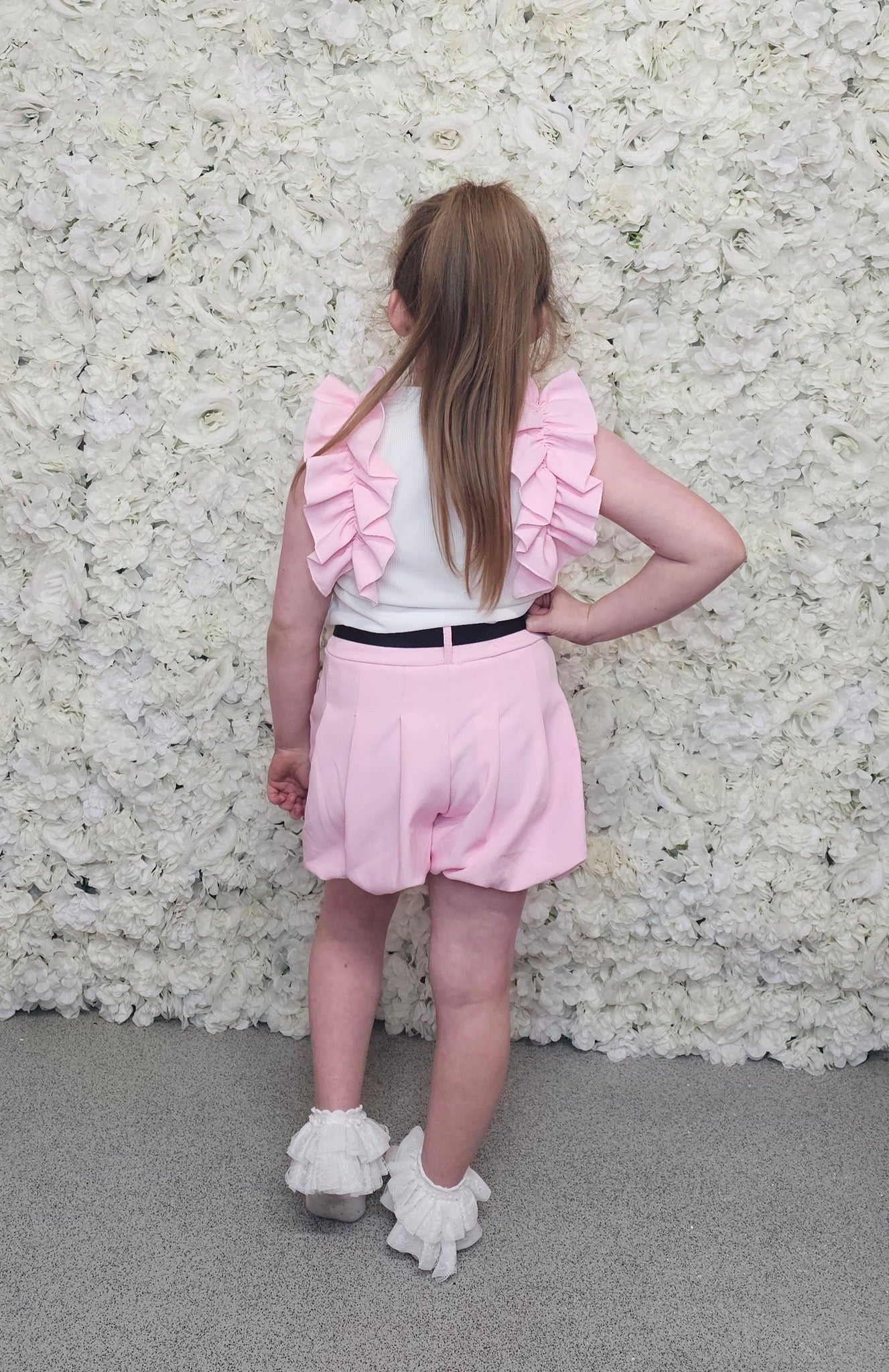 Girls puffball shorts with belt