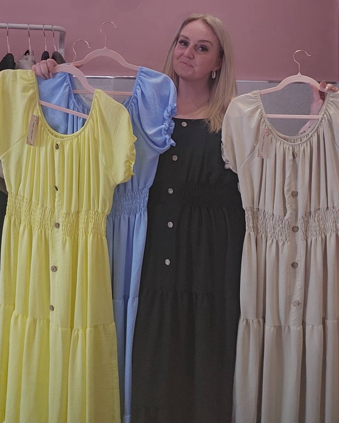 Button detail Bardot maxi dress