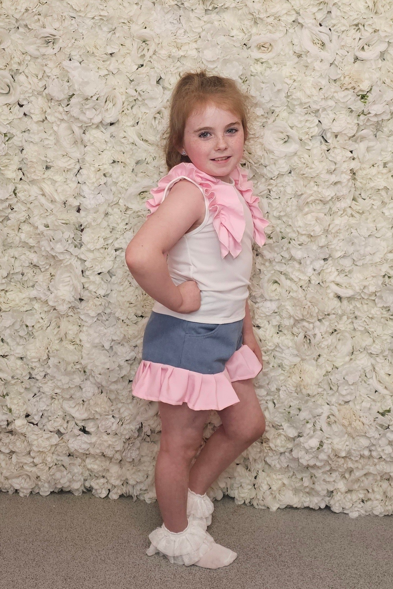 Girls ruffle short set