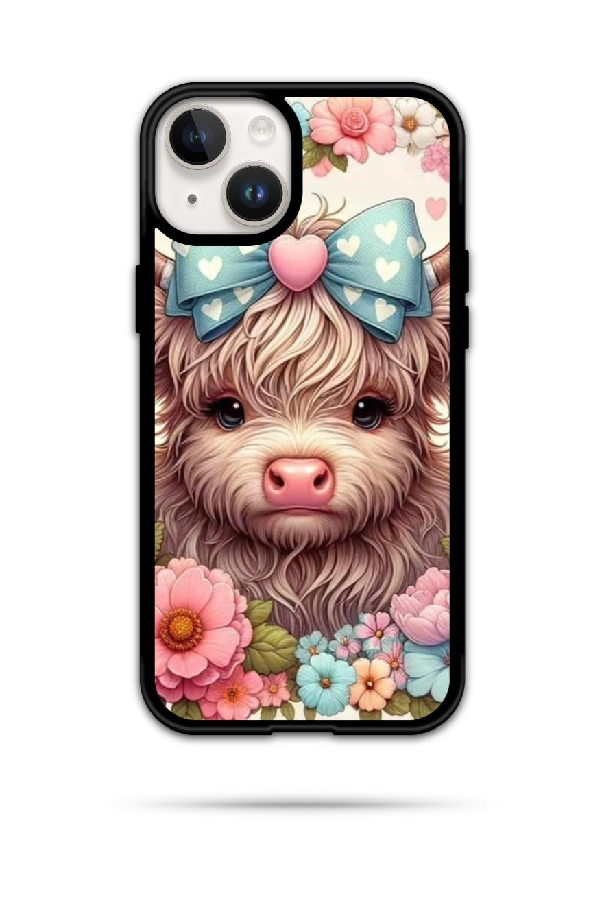 Pink Highland cow phone case